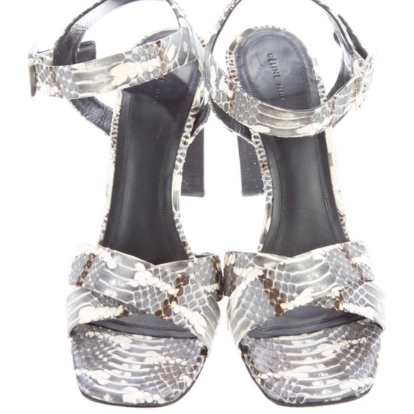 Celine Snakeskin Sandals with Block Heels